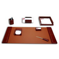 Mocha Brown 7 Piece Classic Top Grain Leather Desk Set